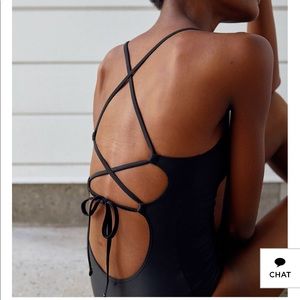 NWT AERIE one piece XL LONG BLACK SWIMSUIT